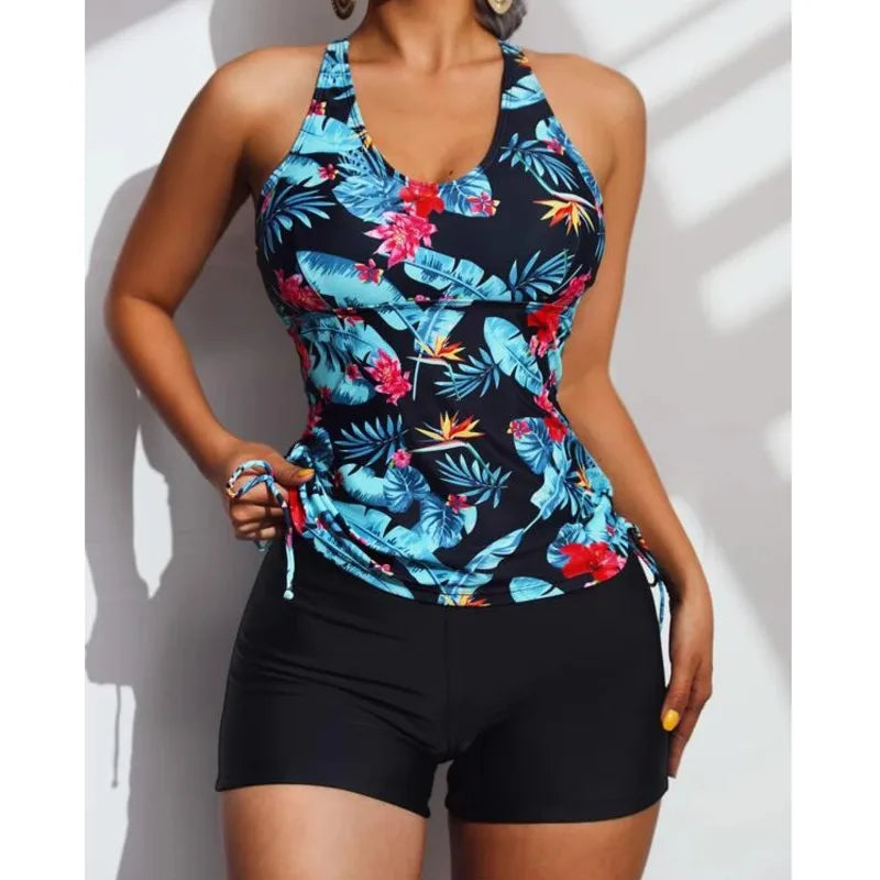 Summer 2026 Swimsuits Closed Tankini Sets Female Swimwear Push Up Beach Wear Two Piece Bathing Suits Pool Women's Swimming Suit