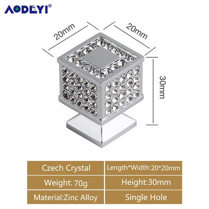 Crystal Drawer Pull Handles Diamond Sliver Wine Wardrobe Decotation Furniture Dresser Kitchen Cupboard Cabinet Knobs Gold Chrome