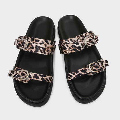 2026 Women's Summer Shoes Casual Platform Leopard Print Outside Beach Shoes for Ladies Open Toe Plus Size Fashion Footwear