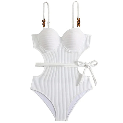 2026 Solid Color Wavy Fabric Bikini Set Cover Up Swimsuit For Women Push Up Ruffle One Pieces Swimwear Beach Bathing Suits