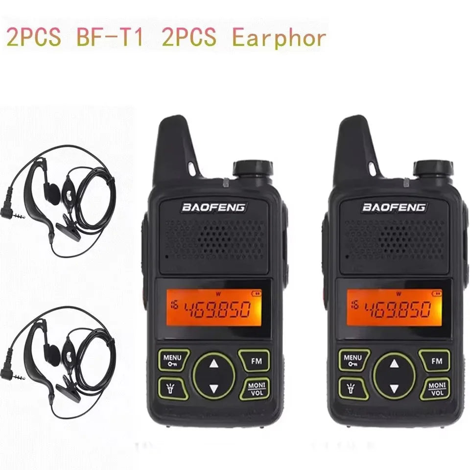 2PCS Baofeng BF-T1 Mini Portable Two Way Radio BFT1 UHF 400-470MHz 20CH Ham FM Transceiver Walkie Talkie with Earpiece