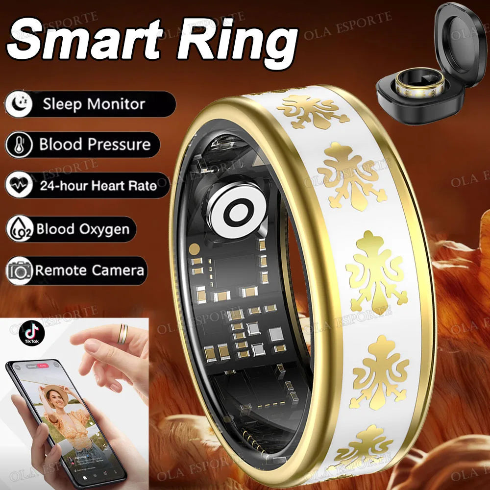 2026 Smart Ring Blood Oxygen Heart Rate Sleep Monitoring Smart Ring IP68 & 5ATM Waterproof Multi-sport Modes Smartring Man Women