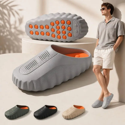 Soft EVA Men's Slippers Outdoor Acupressure Breathable Thick Sole Slippers Non-Slip Lightweight Summer Beach Sandals