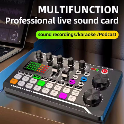 Professional Mic Microphone Wireless Sound Mixer Card Bluetooth Voice Changer For PC Condenser USB Wired Digital Live Soundcard
