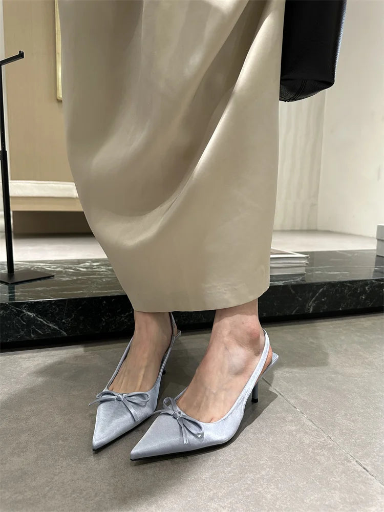 Designer Luxury Summer Women Sandals Fashion Pointed Toe Butterfly-knot Shoes Ladies Elegant High Heels Party Club Sandalias