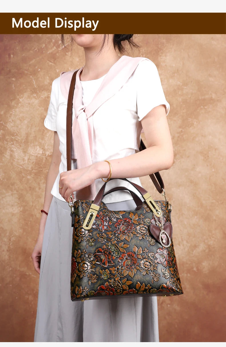 2025 New Retro Luxury Large Capacity Handbag Women's Shoulder Crossbody Bag for Middle-Aged Ladies Mom Bag Elegant Style