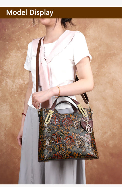 2025 New Retro Luxury Large Capacity Handbag Women's Shoulder Crossbody Bag for Middle-Aged Ladies Mom Bag Elegant Style