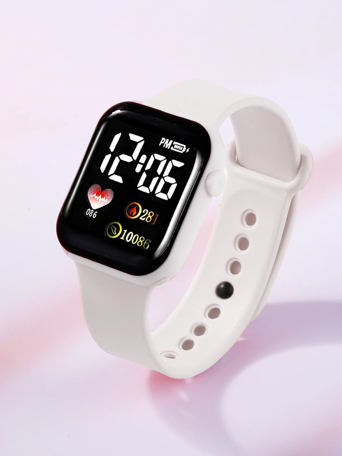 Square Watch Silicone Strap Heart-Shaped Jewelry Set No Packaging Box Birthday Gift