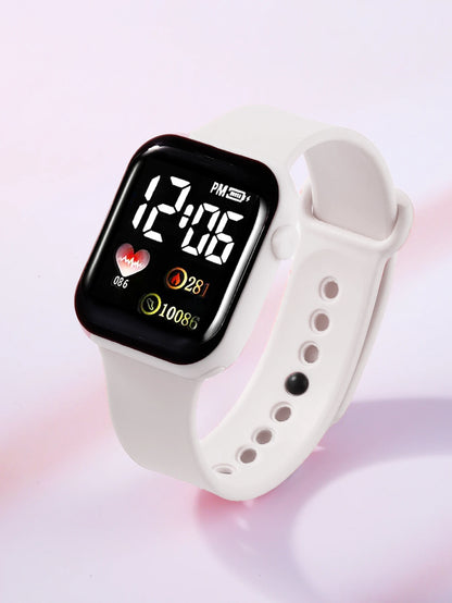 Square Watch Silicone Strap Heart-Shaped Jewelry Set No Packaging Box Birthday Gift