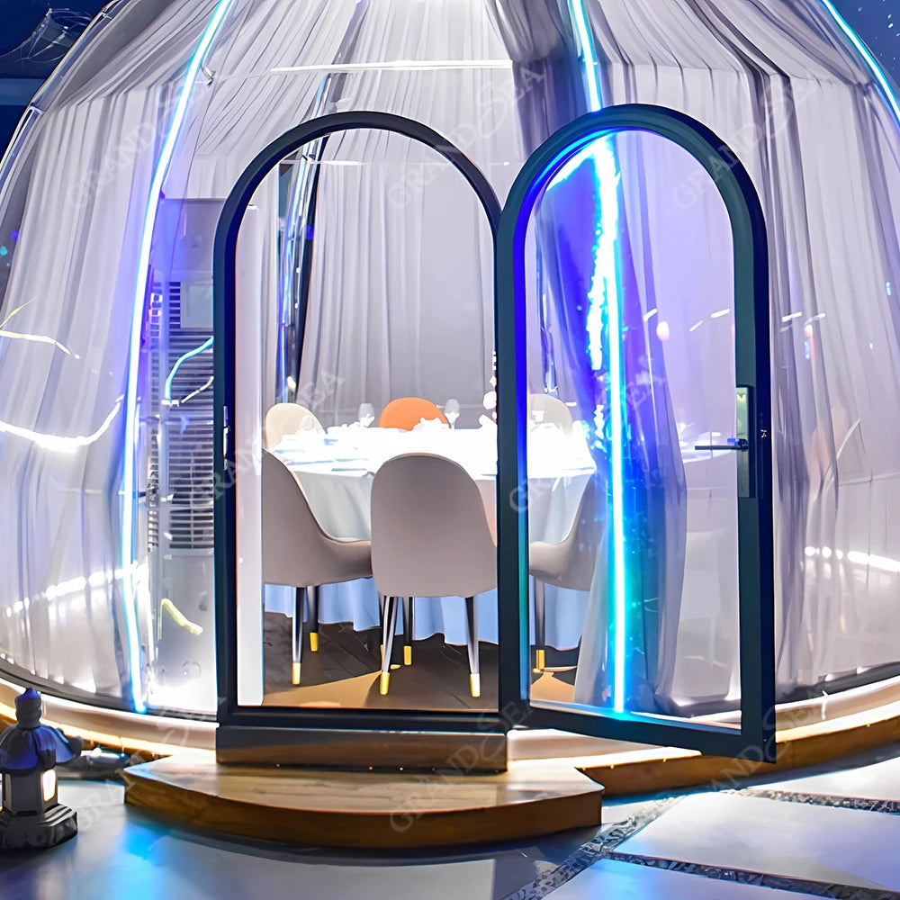 Portable Geodesic Bubble Dome, Transparent Polycarbonate Glamping Tent, Luxury Igloo Shelter for Outdoor Camping Garden Family