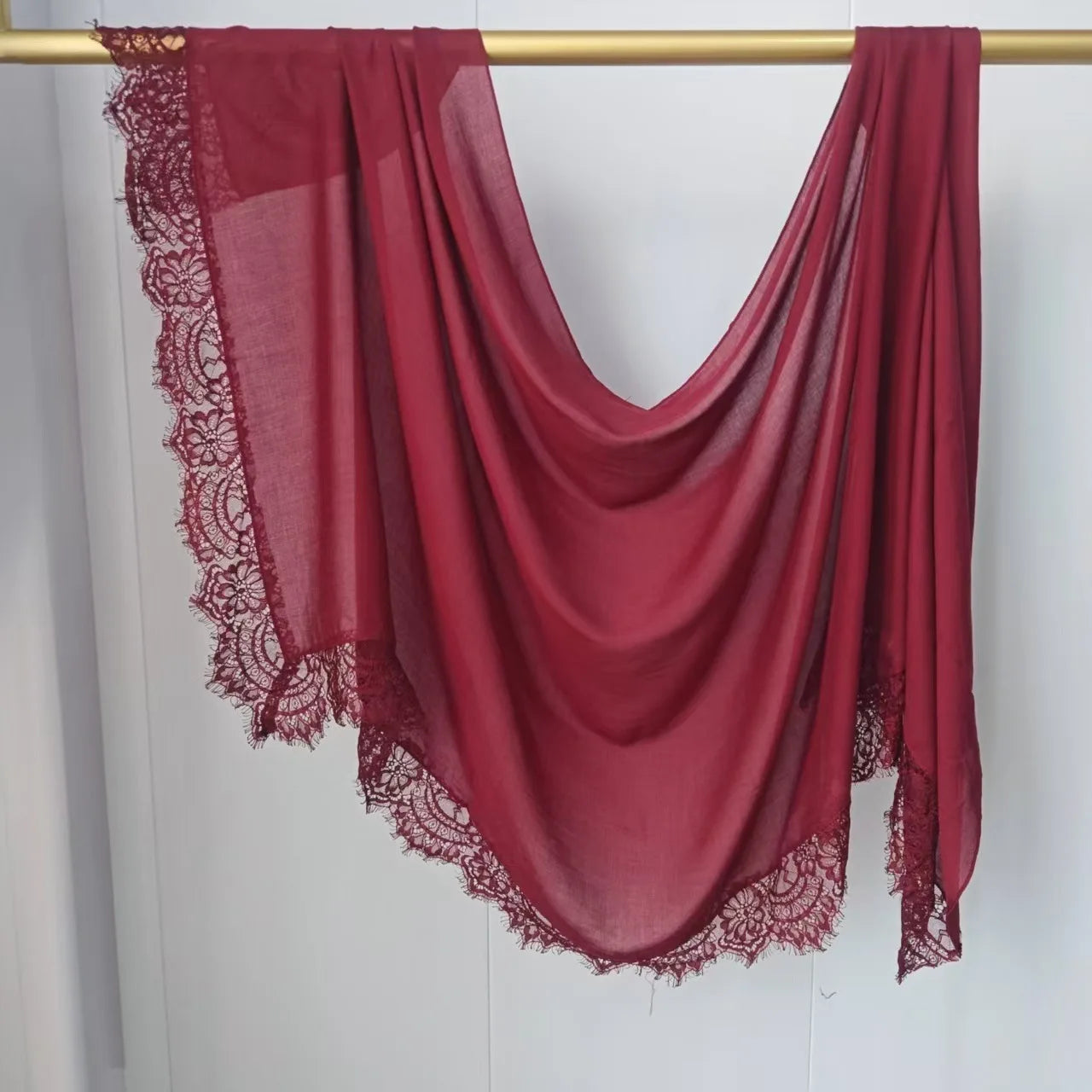 2026 New Rayon Cotton Modal Hijab Scarf Lace Splicing Turban Breathable Women Shawl Cotton Plain Scarf Headscarf Women Hijabs