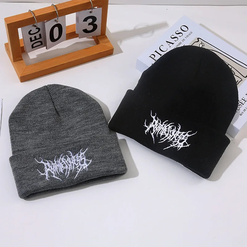 Warm Women Men Winter Beanies Hats Gothic Street Punk Knitted Bonnet Caps 100% Cotton Fashion Keep Warm Skullies Beanies Hats