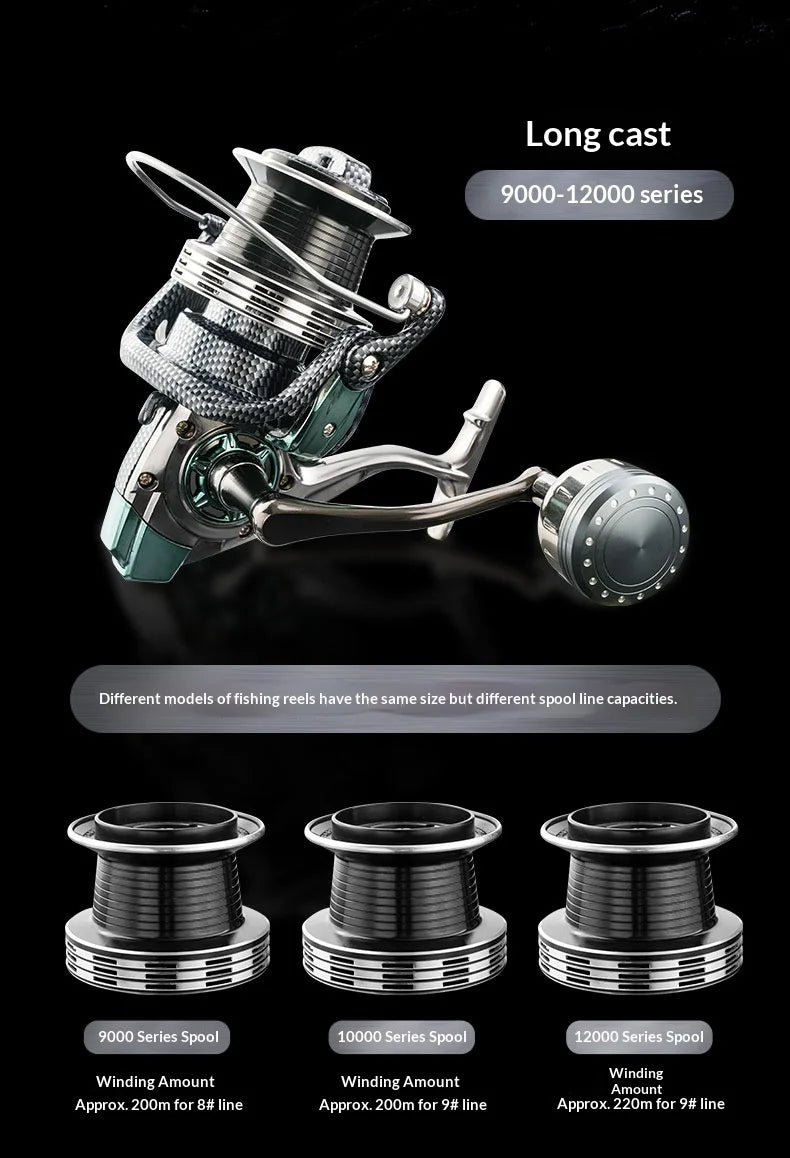 Diao De Lai Spinning Fishing Reel Opt 5000 12000 Full Metal Snake Pattern Long Cast Anchor Fishing Line Reel For Adult Anglers