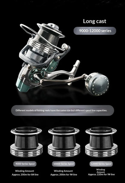 Diao De Lai Spinning Fishing Reel Opt 5000 12000 Full Metal Snake Pattern Long Cast Anchor Fishing Line Reel For Adult Anglers