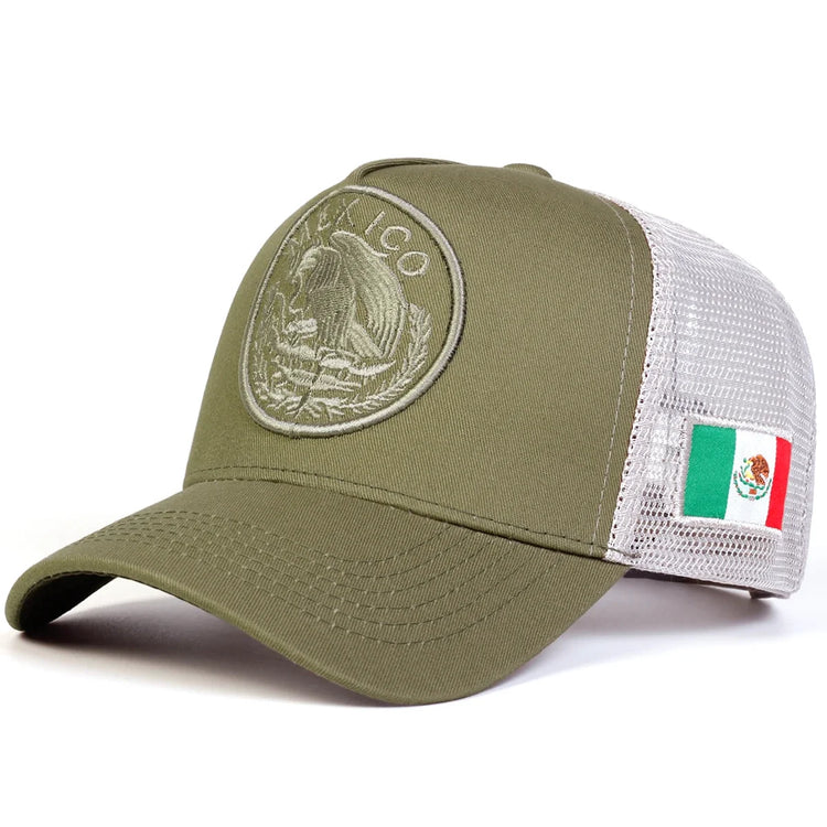 Unisex Mexican Flag Embroidery Baseball Net Caps Adjustable Casual Hats Spring and Summer Outdoor Sunscreen Hat