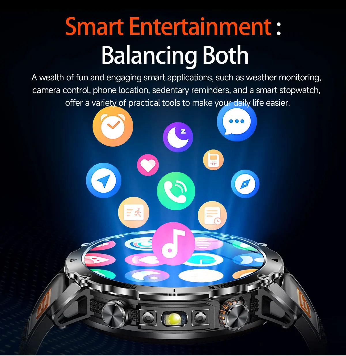 Brand+1400mAh Big Battery Smartwatch Men 1.7" AMOLED 200-Day Standby Swim Diving Waterproof GPS Military Tactical SOS 100 Sports