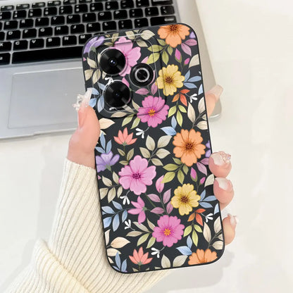 Casing For Redmi 13 Case 13 5G Cute Cat Fashion Luxury Flowers Silicone Shockproof Back Cover For Redmi 13 5G Phone Case Bumper