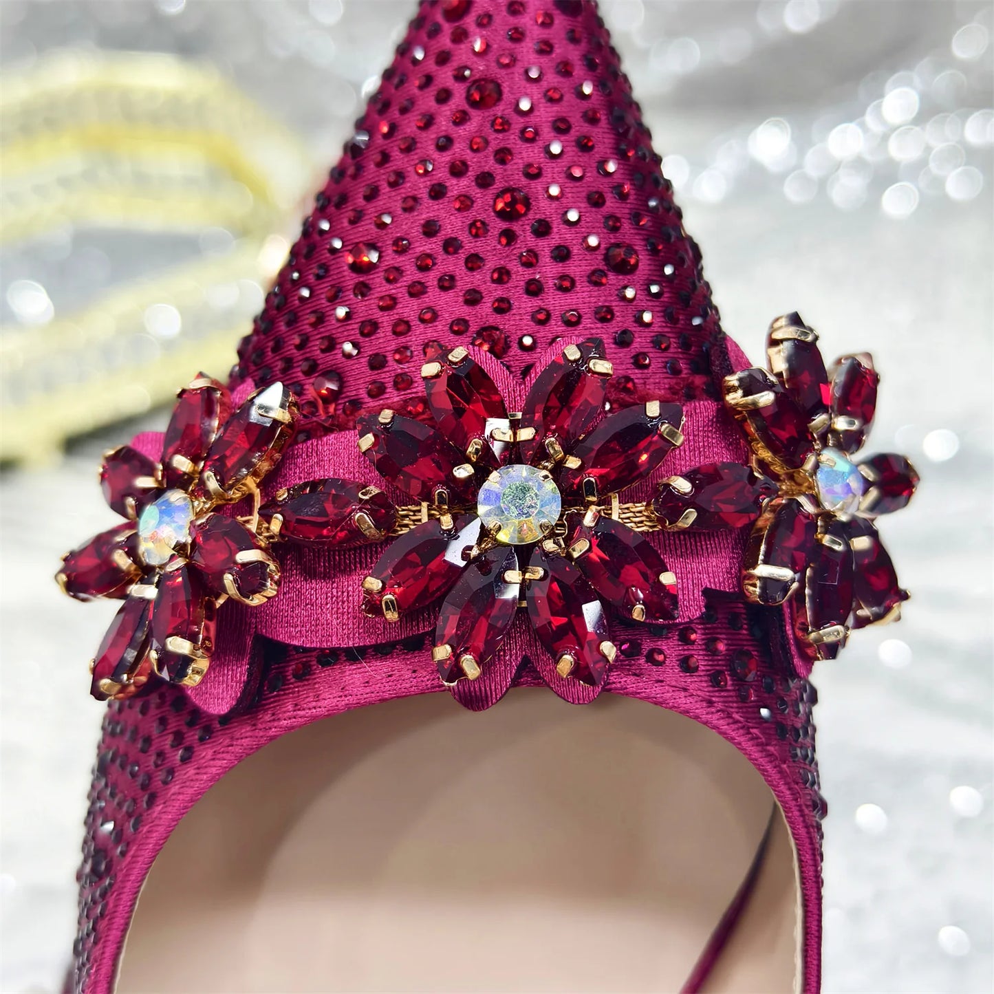 Venus Chan Olive-Green Pointed-Toe Women's High Heels Shoes and Bags for Party Rhinestone Evening Elegant Luxury Handbag