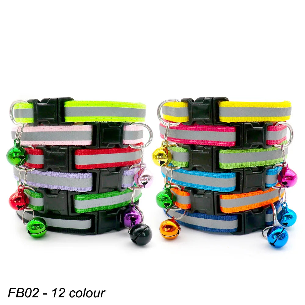 100Pcs Dog Collar With Bells Adjustable Customize Necklace Puppy Kitten Collar Accessories Pet Shop Products Rabbit Neck Strap