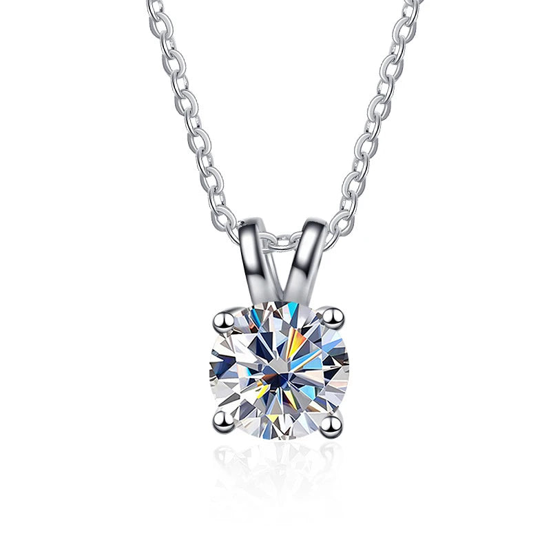 JoyceJelly 1ct 2ct Moissanite Pendant Necklace For Women Top Quality 925 Sterling Silver Wedding Party Bridal Fine Jewelry Gift