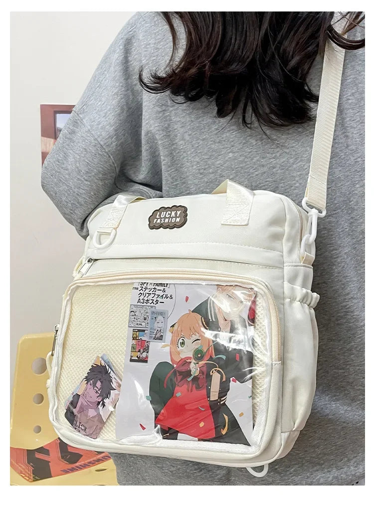 Y2K Japanese Preppy Style Shoulder Crossbody Bag New Nylon School Bags for Teenage Girls Transparent Itabag Backpacks Ita Bag