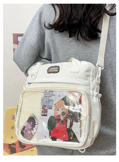 Y2K Japanese Preppy Style Shoulder Crossbody Bag New Nylon School Bags for Teenage Girls Transparent Itabag Backpacks Ita Bag