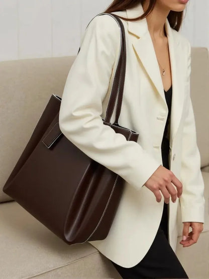 CLIP TOTE BAG, Women's Fashion Luxury Handbag Design, Pure Color Contracted and Single Shoulder Bag, Senior PU Leather Handbags
