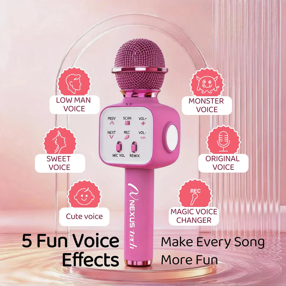 Wireless Bluetooth 5.2 Karaoke Microphone Portable Speaker Voice Changer RGB LED Premium Party Entertainment Singing Machine TWS Kids Adults Gift