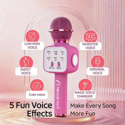 Wireless Bluetooth 5.2 Karaoke Microphone Portable Speaker Voice Changer RGB LED Premium Party Entertainment Singing Machine TWS Kids Adults Gift