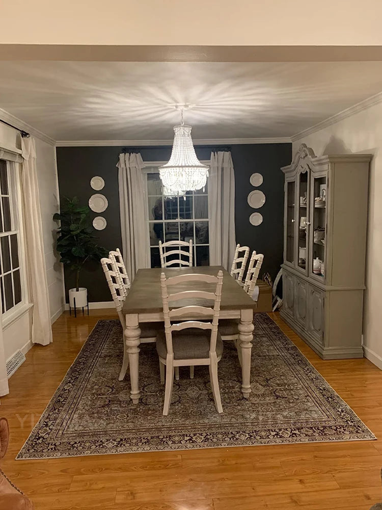 French Country white wood Bead Chandelier dining room bedroom princess Decorative chandelier 3/5 lights hanging light fixture