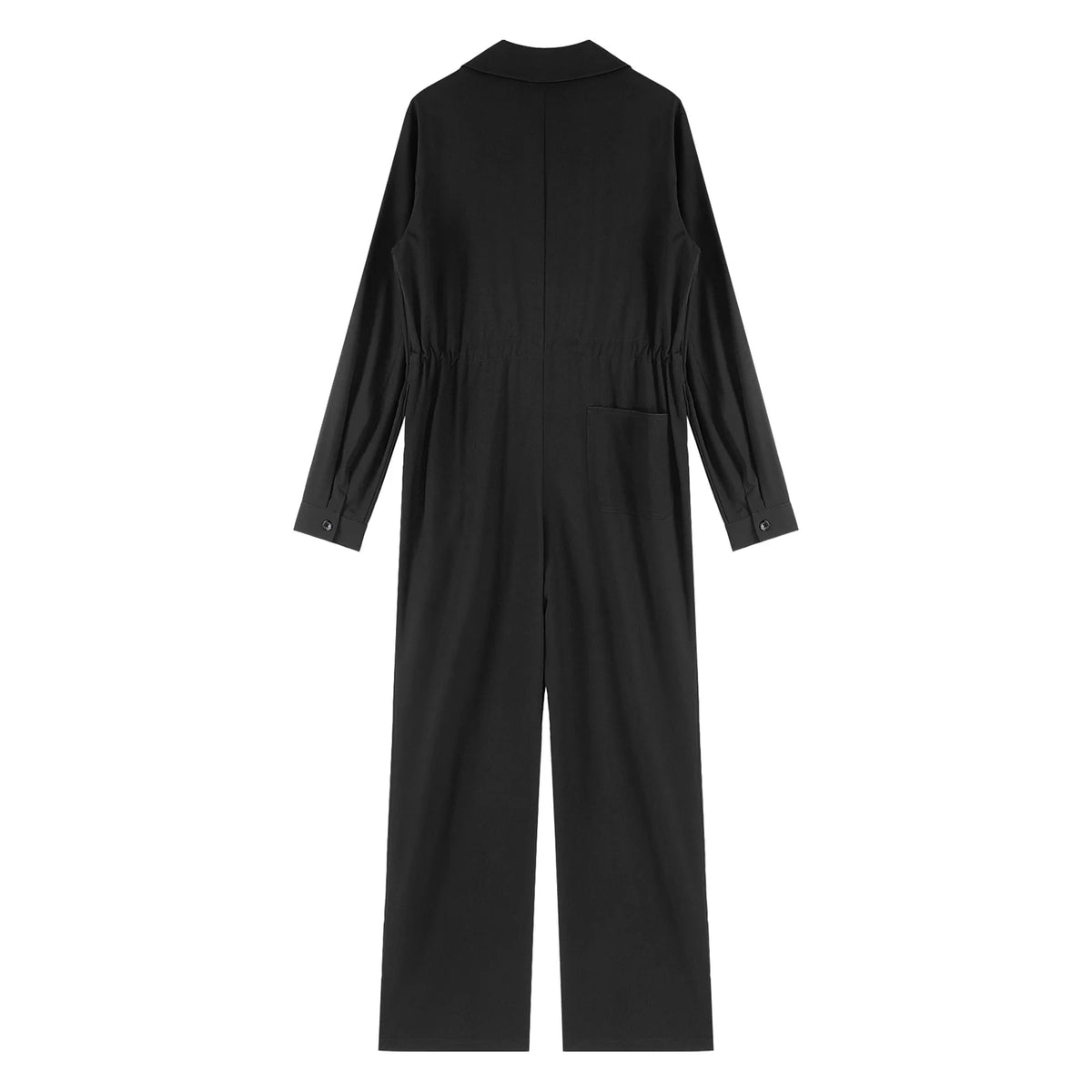 Womens Fashion Work Coverall Rompers Casual Solid Color Turn-Down Collar Long Sleeve Button Jumpsuit Travel Holiday Cargo Pants
