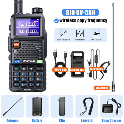Baofeng UV5RH Walkie-Talkie, NewWireless Copy Model, Type-C NOAA Long Range 999CH, Car-Mounted Handheld Transceiver, Fleet
