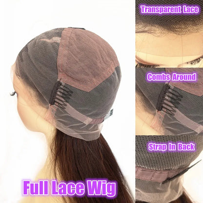 Dark Brown Layered Cut Lace Front Human Hair Wigs With Bangs For Women Brazilian Remy Scalp Silk Top Lace Frontal Fringe Wigs