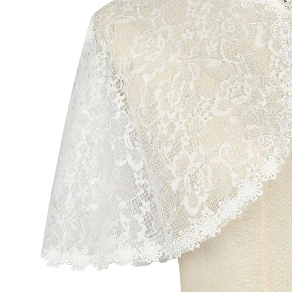 Floral Lace Lace Shoulder Wrap Thin Fabric Hollow Out Bridal Shawl Floral Pattern Diamond Embedded Wedding Capelet Bridal