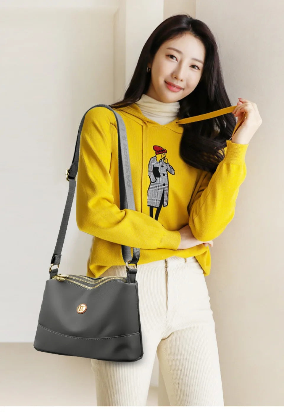 High Quality Women's Waterproof Nylon Multilayer Crossbody Bag Ladies Large Capacity Handbag Purse Female Shoulder Bags 3 Layers