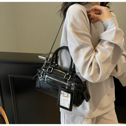 Stylish Design Glossy PU Sqeare Shoulder & Crossbody Bags Solid Zipper Hot Trendy Designer Style Handbags for Women 2025 New