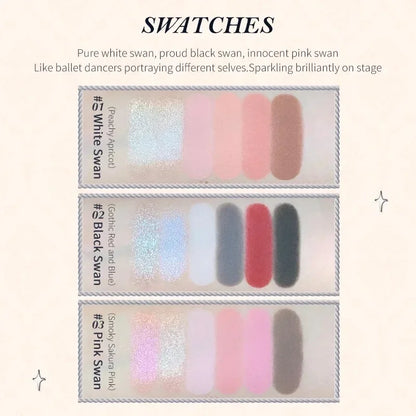 Makeup Flower Knows Set Swan Ballet Series Six Color Eyeshadow Palette Embossed Blusher Shine Lipstick Kit With Bag All In