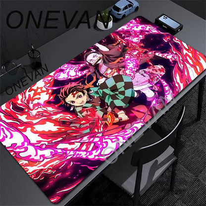 Large Mouse Pad Demon Slayer Nezuko Cute Anime Mousepads Kawaii Table Mats Office Accessories Deskmat Rubbe Lockedge Mouse Mat