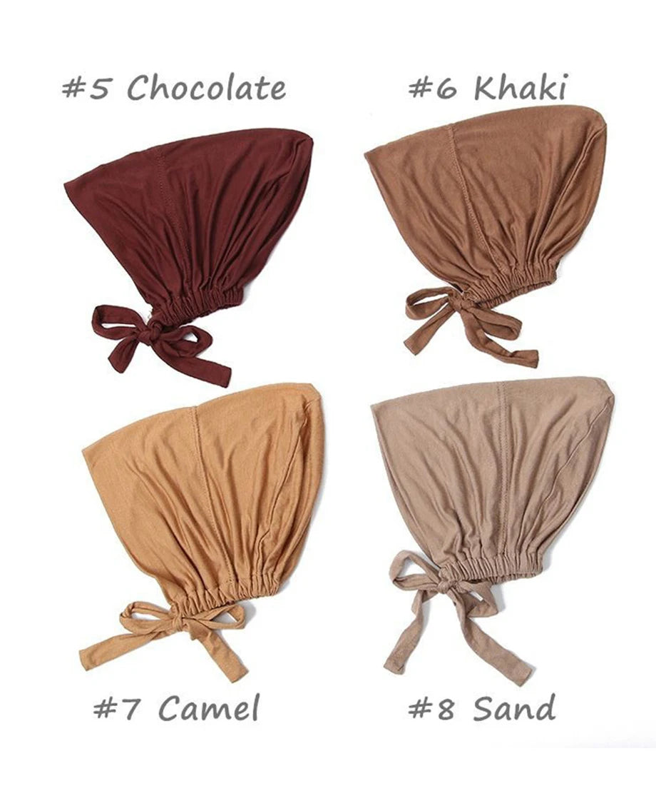 New Soft Modal Muslim Turban Hat Inner Hijab Caps Islamic Underscarf Bonnet India Hats Female Headwrap Turbante Mujer