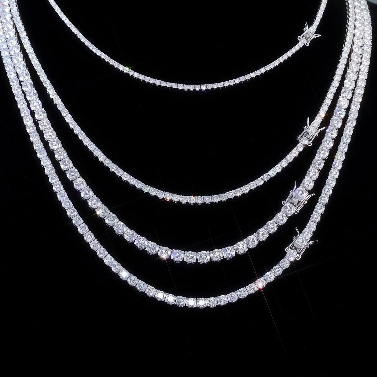 D VVS1 Full Moissanite Tennis Necklace S925 Sterling Silver with GRA Necklaces for Women Man Sparkling Party Fashion Jewelry