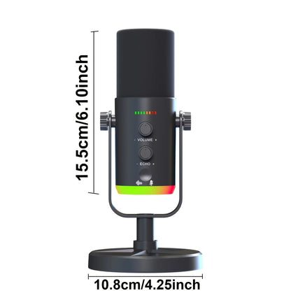 USB/XLR Gaming Microphone, Dynamic PC Mic for Podcasting Streaming, Computer RGB Mic Kit with Desktop Stand, for Recording
