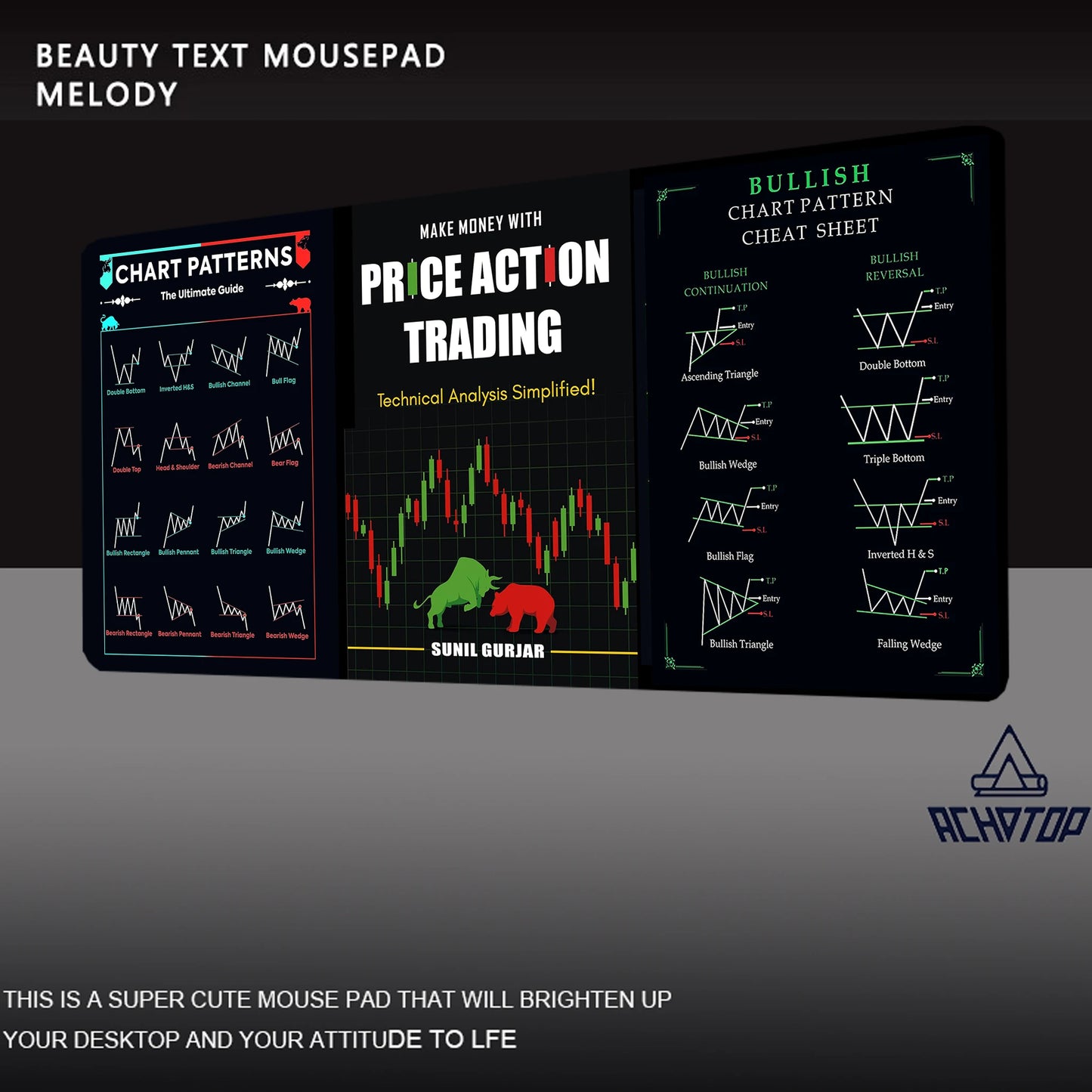 Stock Market Computer Pad Bitcoin Chart Pattern Mouse Pad Trader Computer Desk Pad Candlestick Pattern Pad Office Keyboard Pad