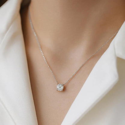 Rrjzz 0.5-5CT Moissanite Pendant Necklace for Women Solitaire D Color Round Cut Lab Imitation Diamond GRA Certified Necklaces