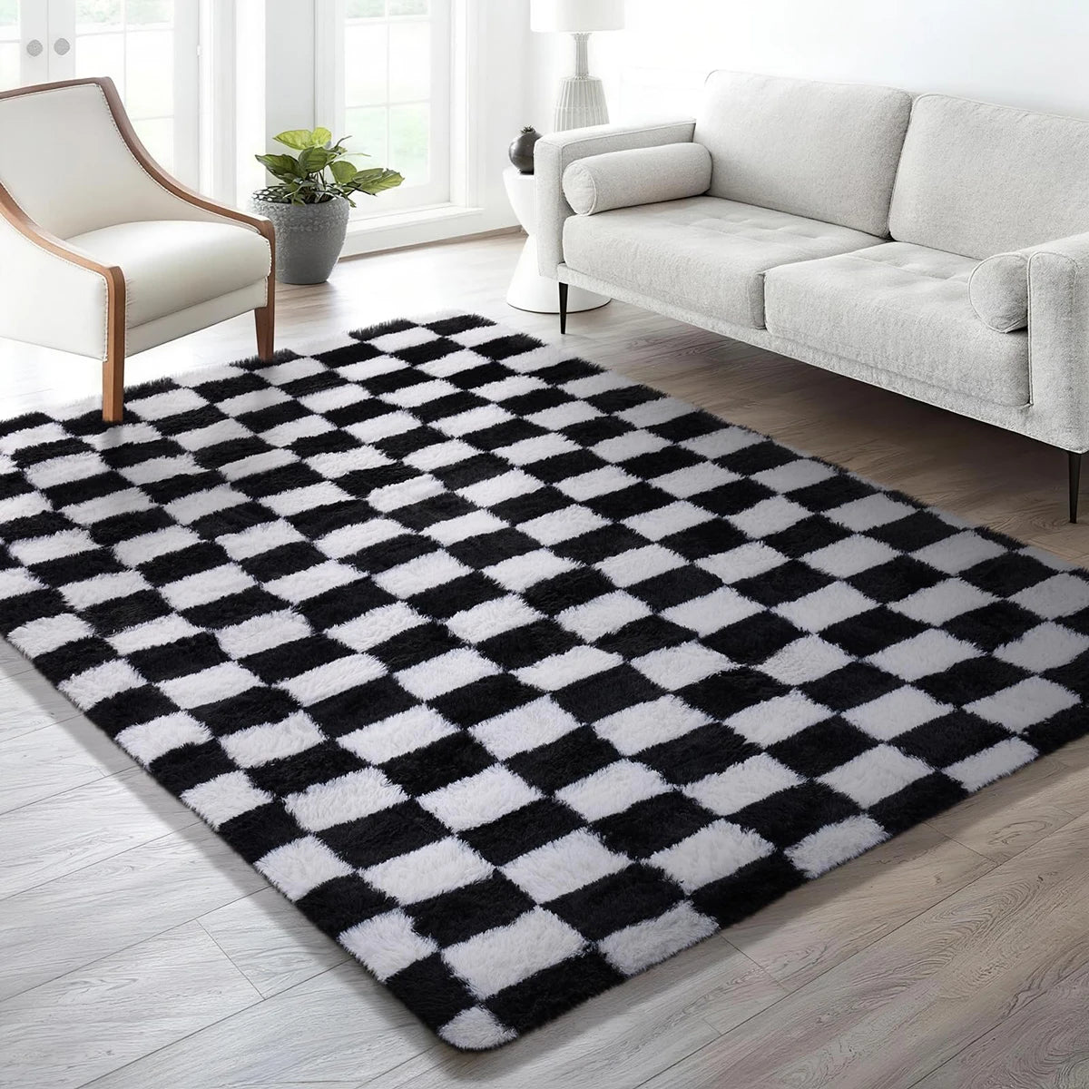1pc Soft Long-hair Plush Carpet Rug Non-Slip Plush Fluffy Soft Furry Bedside Carpet Drum Carpet Holiday Suitable for Dormitory Home Decoration Pet-Friendly Bedroom Living Room Carpet Home Decoration Room Decoration