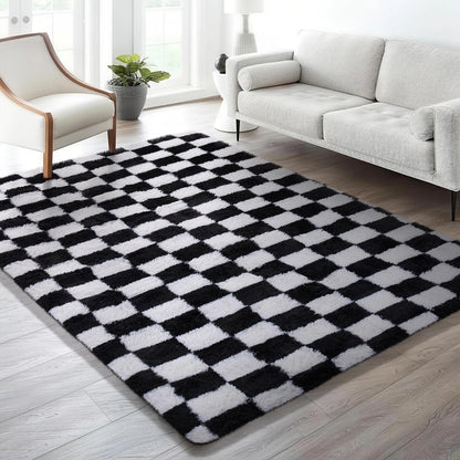 1pc Soft Long-hair Plush Carpet Rug Non-Slip Plush Fluffy Soft Furry Bedside Carpet Drum Carpet Holiday Suitable for Dormitory Home Decoration Pet-Friendly Bedroom Living Room Carpet Home Decoration Room Decoration