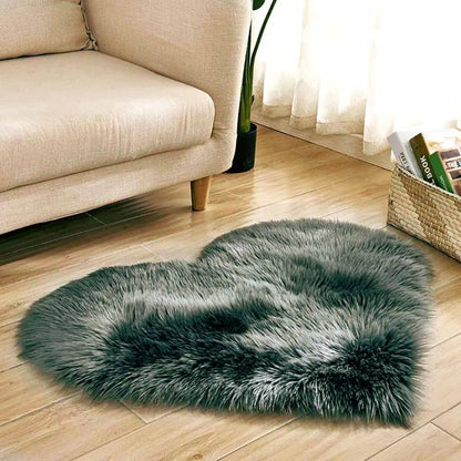 Heart Shaped Faux Fur Rug Bedroom Fluffy Shaggy Area Rugs Sheepskin Fuzzy Rug Carpets Throw Shag Rug Sofa Decor Floor Mat Plush