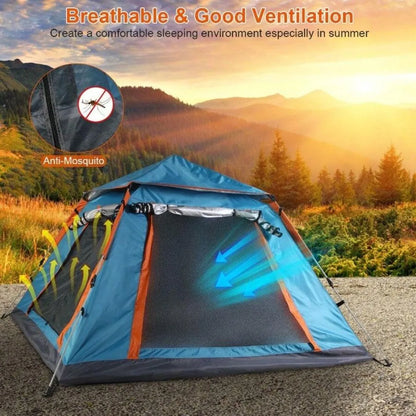 4-5 Person Waterproof Double Layer Camping Tent, Portable Family Dome Tent for Outdoor Hiking Backpacking Fishing Beach, 2 Mesh Windows with Mosquito Nets, Ventilated Rainfly Sun Shade, Easy Setup Freestanding Lightweight wit