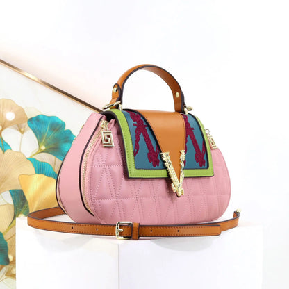 Luxury Women's Bag with V Ladies Leather Handbag Female Shoulder Bag Diamonds Crossbody Luxury Handbags Women Embroidery Bags