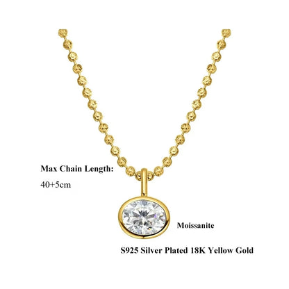 East West Oval Cut Moissanite Pendant Necklace for Women S925 Silver 2-4carat Solitaire Diamond Ball Chain with Gra Certificate