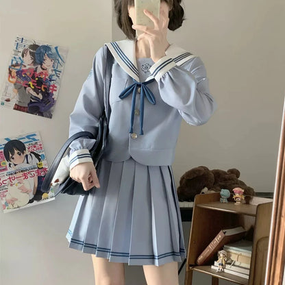 Student Sailor Outfit Women's High School Uniform Japanese Girl Sailor Suits Long Sleeves Korean Jk Uniforms Dress Set Seifuku